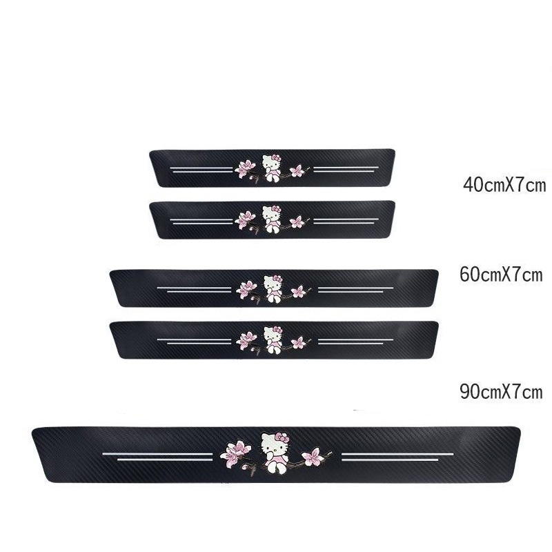 4pcs Kusen Pintu Mobil anti Gores Stiker Dekoratif door sill plate carbon fiber sticker anti step sticker