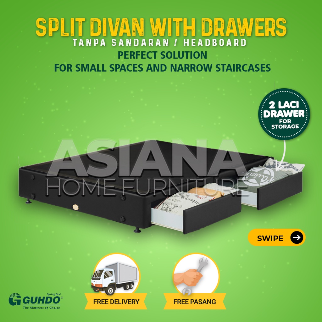 Guhdo Dipan Divan Split 2 Laci TANPA SANDARAN 140x200 / 160x200 / 180x200 / 200x200 cm