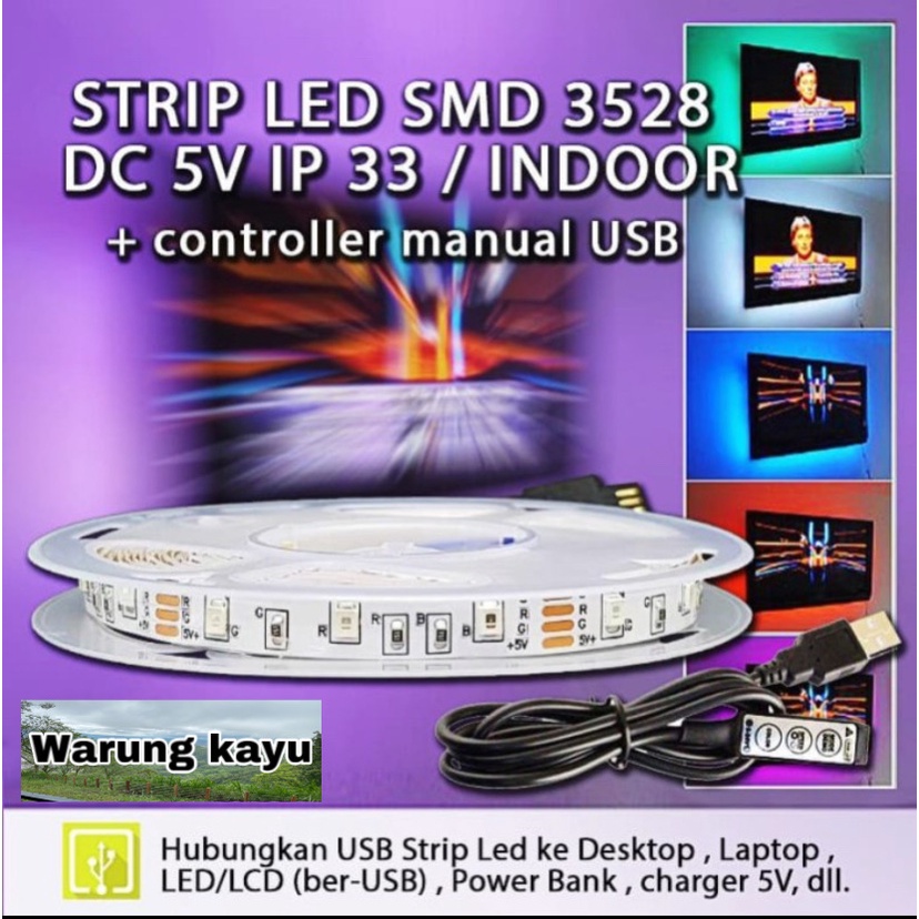 LED Strip RGB SMD 3528 DC 5V IP33 INDOOR ONLY + Driver RGB Manual 5V