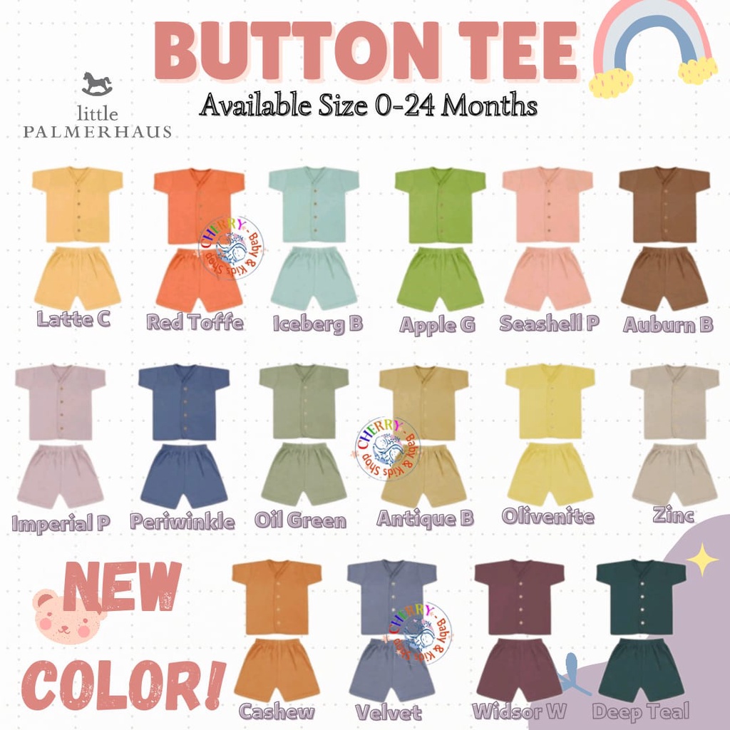 Little Palmerhaus Setelan Pendek Button Tee Set Short NB - 24m CBKS