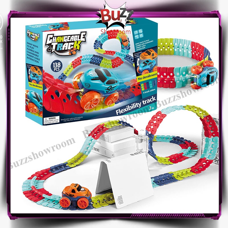 Changeable Track Flexibility Race Car 138pcs Mainan mobil anak