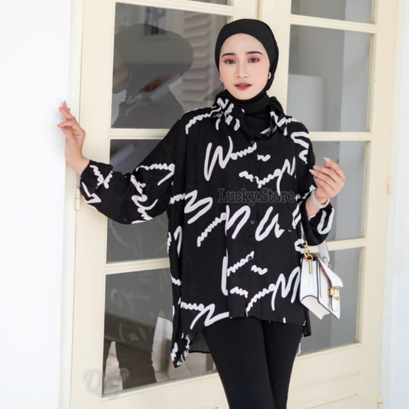 KEMEJA OVERSIZE MOTIF RAYON / KEMEJA OVERSIZE RAYON VISCOSE / BLOUSE OVERSIZE RAYON / KEMEJA OVERSIZE MOTIF