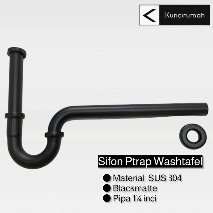 Sifon leher angsa wastafel stainless 304 hitam