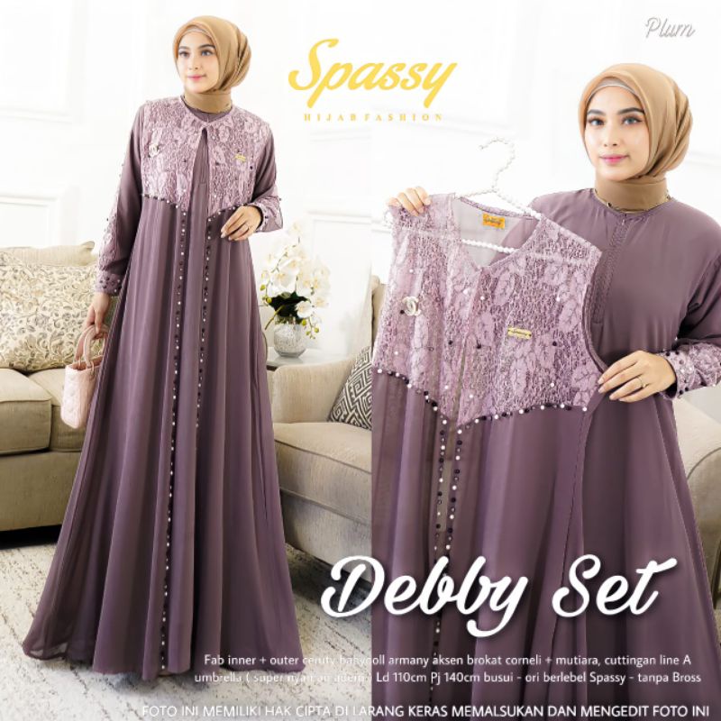 Debby Set // Restok Gamis Brokat Corneli// brokat Mutiara inner outer