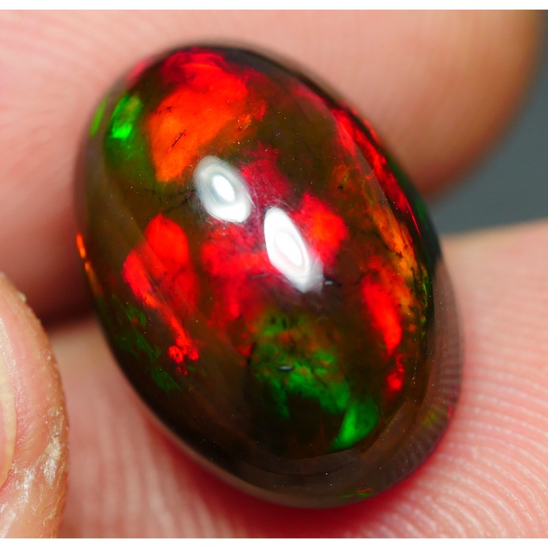 Black opal natural batu kalimaya welo kembang merah mawar HQ play color
