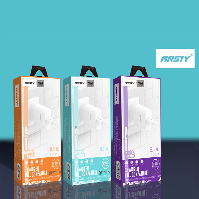 TC ANSTY Q-012 - ADAPTER - CHARGER 3.0A FAST CHARGING DAN VOOC