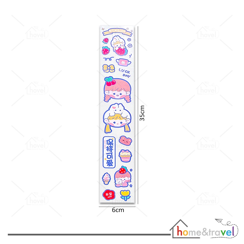 HOVELSHOP Sticker Lucu Cartoon Book Decoration Motif Beruang Kelinci Kucing Cute Aesthetic Botol Anti Air