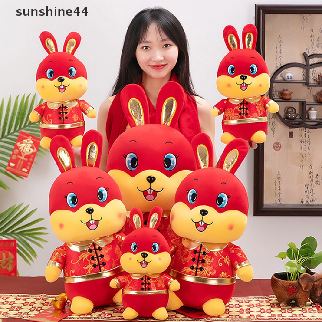 Sunshine 2023 Boneka Kelinci Keberuntungan Bahan Plush Gaya Cina Untuk Tahun Baru