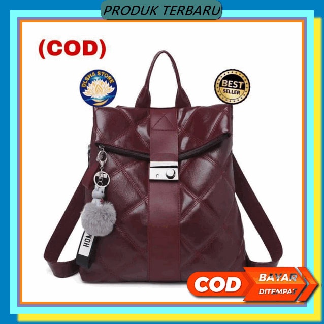 Pikaboy Model Terbaru Tas Korean Style Kekinian Viral Ransel Anak Lucu Boneka Pompom Rabbit-Tas Rans