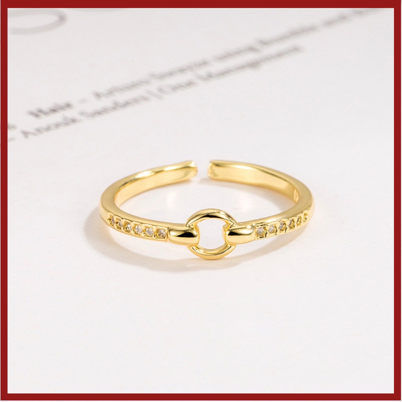 Cincin Model Terbuka Desain Geometri Hias Berlian Untuk Wanita U1154
