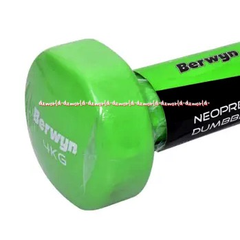 Berwyn Dumbbell Neoprene 4kg Peralatan Olahraga Barbel Hijau 4 kg Dumbel Berwin Green Barbell Warna Hijau Latihan Beban