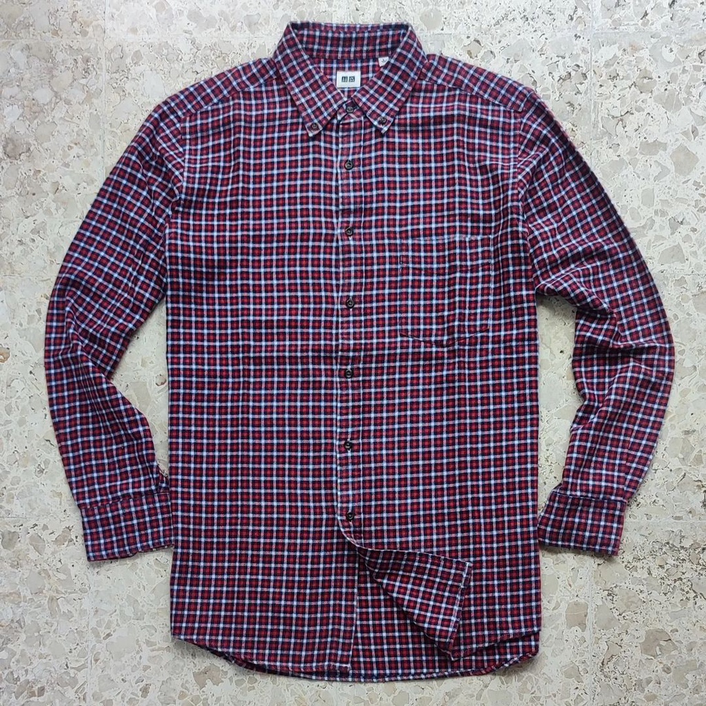 Kemeja Flanel Lengan Panjang UNIQLO Second Original Ukuran L - FLPUNI005L