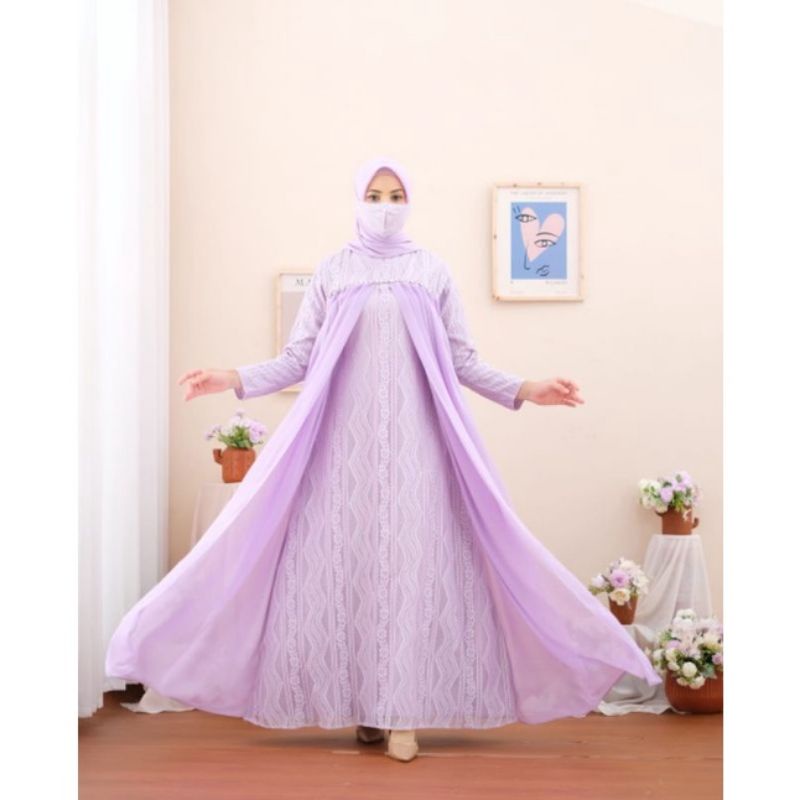 Gamis Sabyan Premium Brukat Kebaya (Brokat Katun + Ceruty Babydoll)