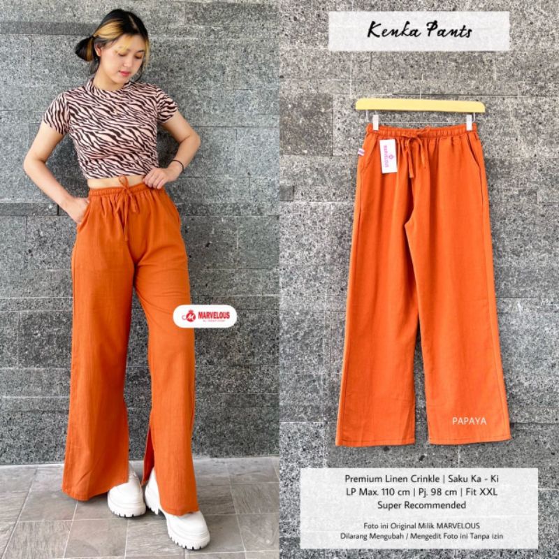 KENKA PANTS BY MARVELOUS / CELANA KULOT WANITA / Celana panjang muslimah linen crincle premium