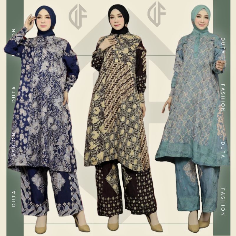 Setelan Batik Wanita Setcel Kulot Abaya Batik Baby Premium Semi Sutra Setelan Batik Modern