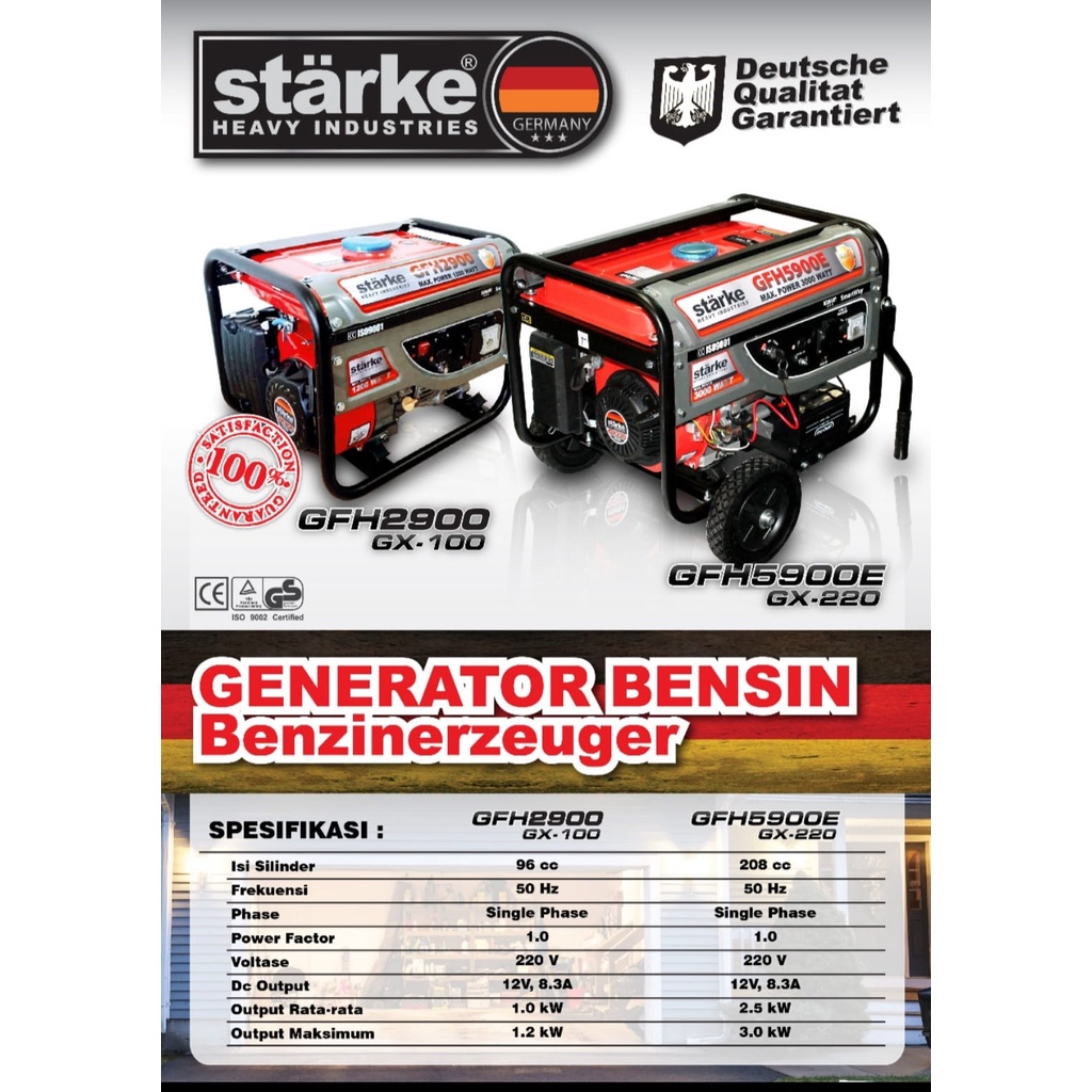 Genset Starke 1100 Watt Maksimal 1200 Watt GFH2900 GFH 2900