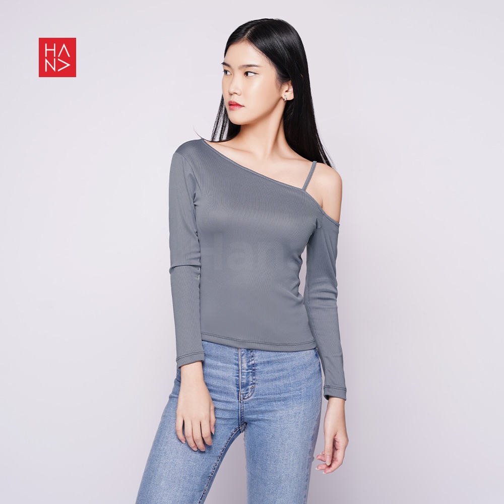 Hana Fashion - Lize Asymetric Top Long Sleeve / Baju Atasan Wanita Lengan Panjang Korean Style - TS436