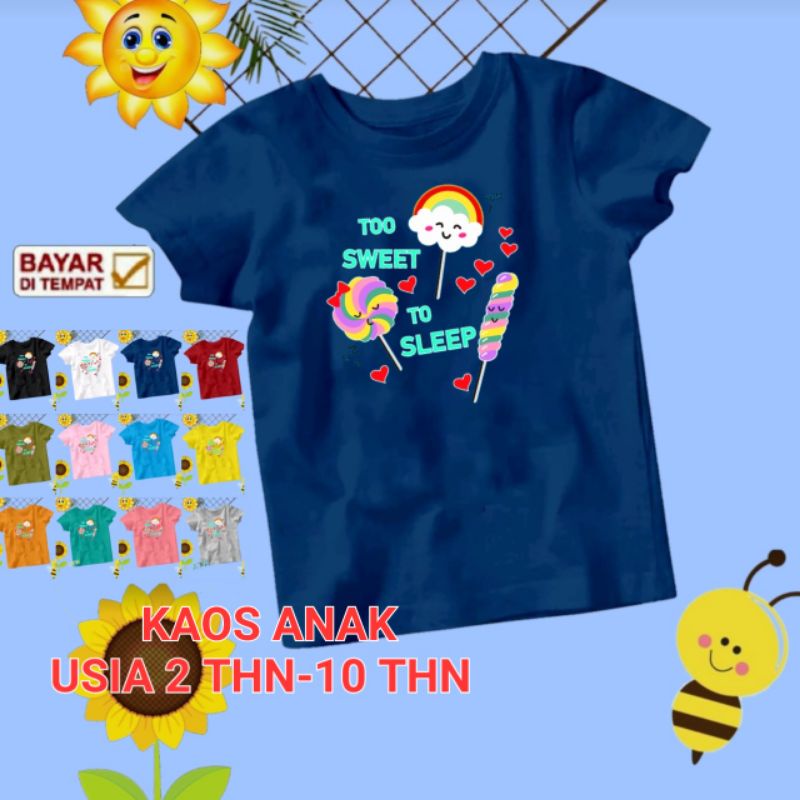 KAOS ANAK UNISEX USIA 2 THN-10 THN (awan to slepp)