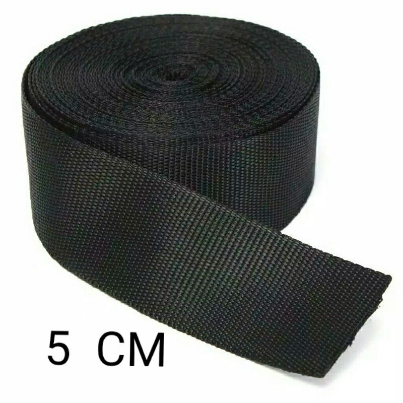 webbing / bisban 5 cm hitam polos meteran