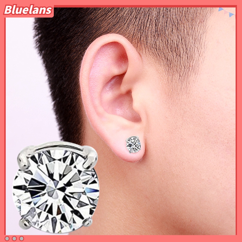 Bluelans Earrings 4 Claws Design Non-Piercing Alloy Magnet Rhinestone Inlaid Ear Stud