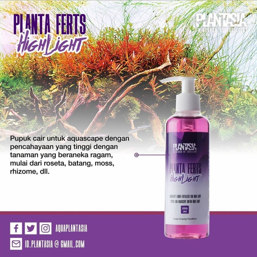 Plantasia Planta Ferts Highlight 250ml Pupuk Cair Nutrisi Macro Micro Aquascape Pencahayaan Tinggi Tanaman Padat Liquid Fertiziler 250 ML