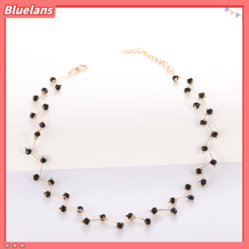 Bluelans Fashion Wave Chain Black Beads Charm Choker Party Short Necklace Women Jewelry