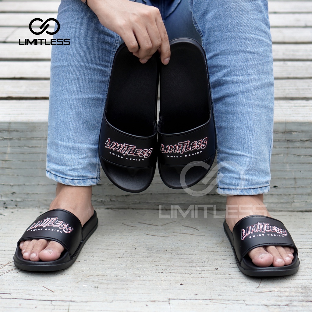 Clint - Sandal Slip On Pria Casual Sendal Slop Cowok Kekinian Premum Sandal Pria Distro HItam Eva Ringan