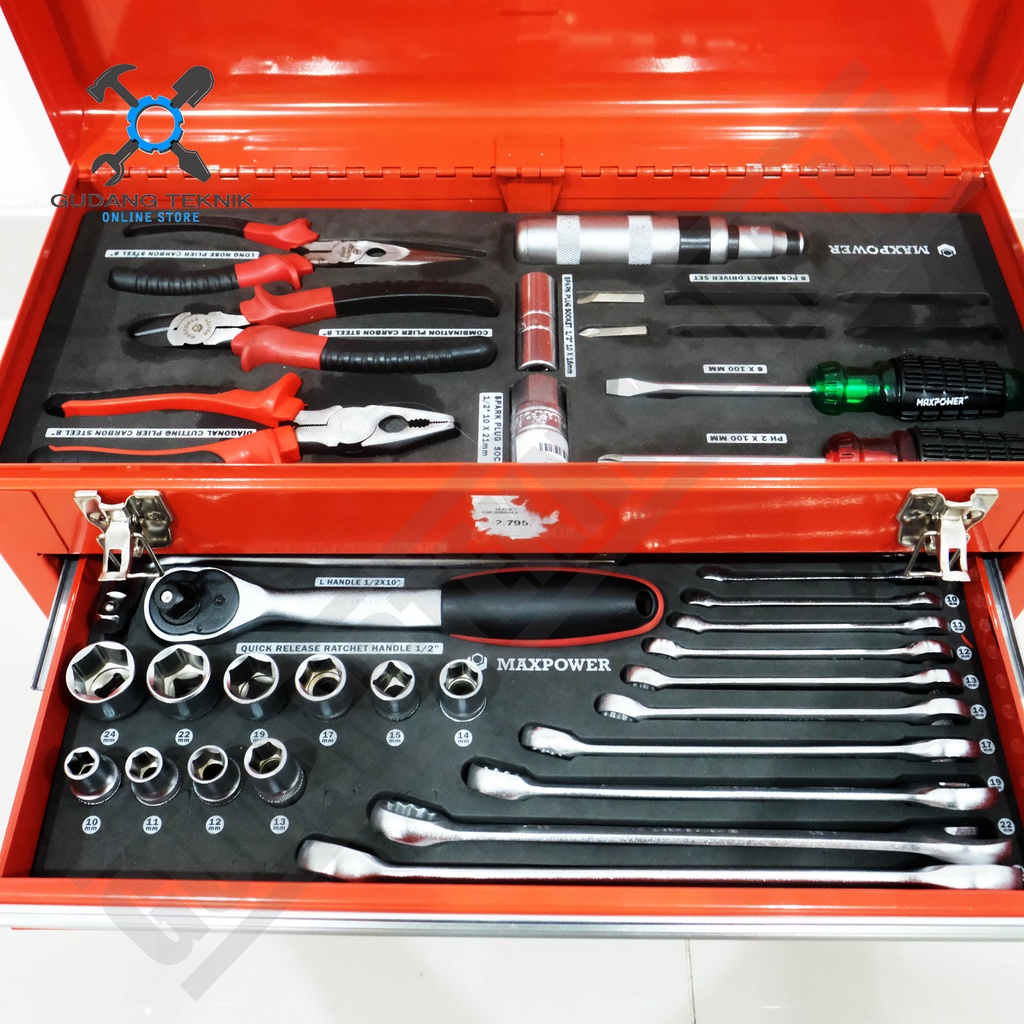 Tool Kit SET 78pcs MAXPOWER MAXTS025 / Peralatan Alat Bengkel SET - Hand Tool Tool Box Toolbox 78 pcs MAXPOWER