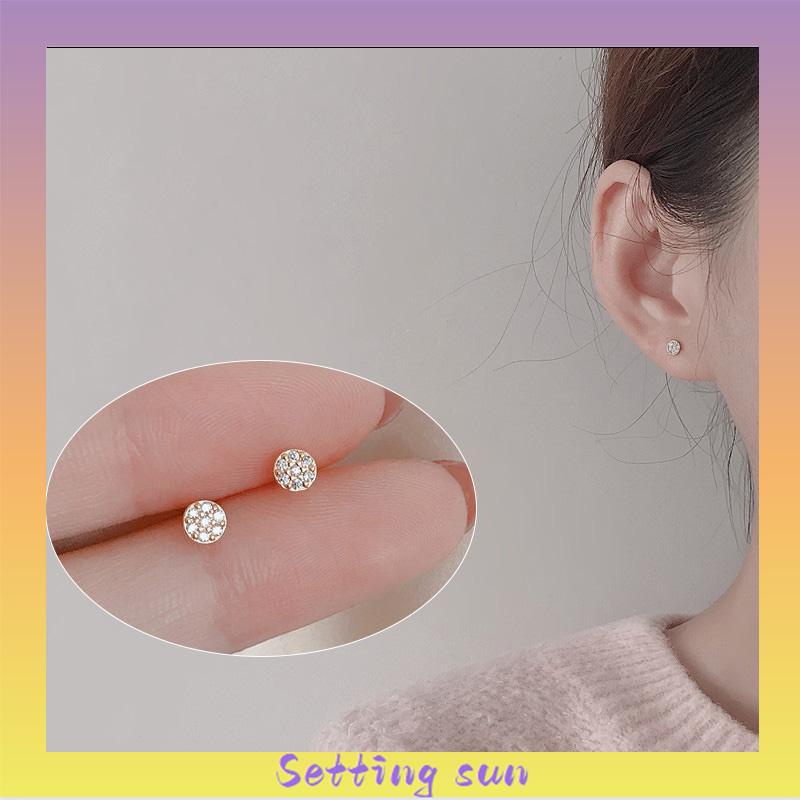 Kristal Berlian Anting Pejantan  Titanium Steel S925  Untuk Wanita TN