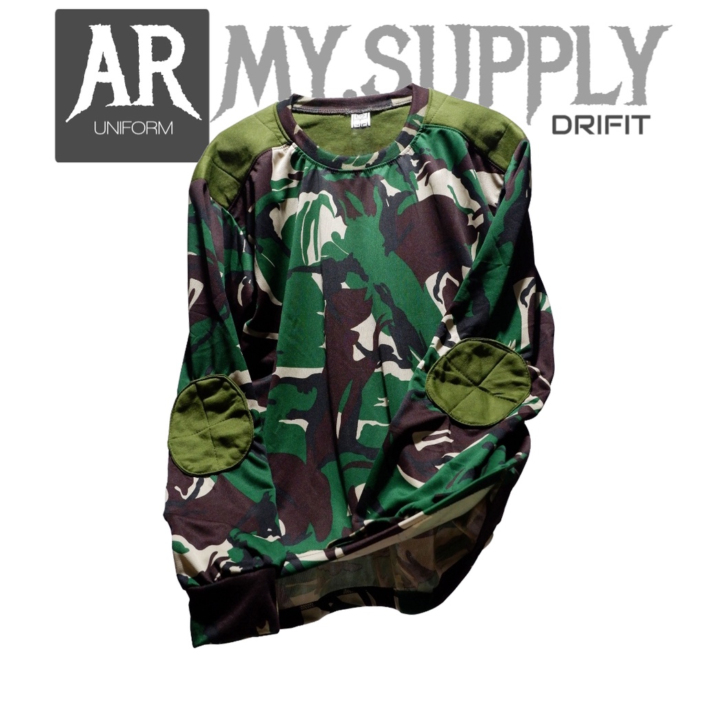 Army.supply Pria Loreng Kaos Pria Lengan Panjang Dryfit Bantalan Busa Motif Loreng Kaos Pria Loreng 