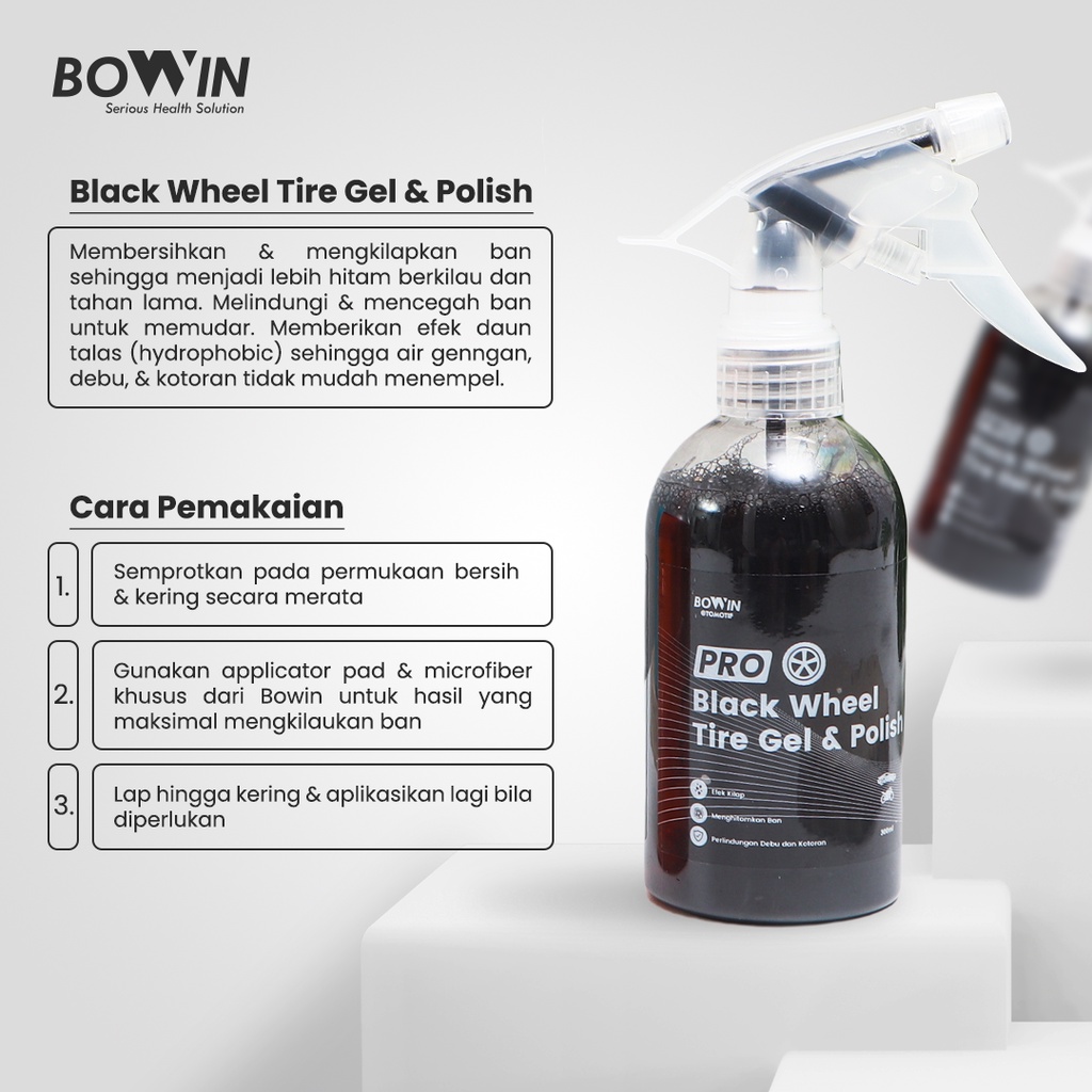 Bowin Black Wheel &amp; Tire Gel Polish (Semir Pengkilap &amp; Pembersih Ban Velg)