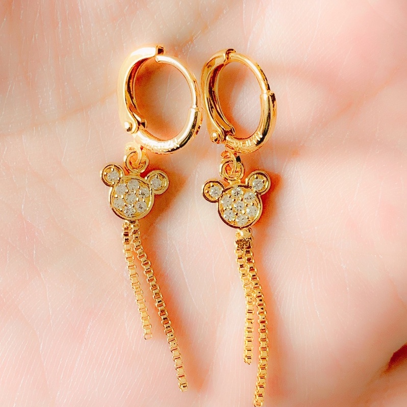 Anting Anak Mini Head Jurai Zirconia Gold