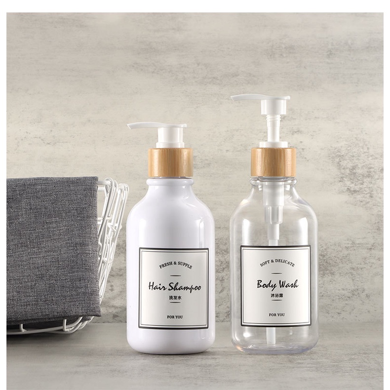【RUMATIDY】Botol Sabun Cair Pump Tempat Sabun Estetik Hitam Putih Transparan 300mL 500mL