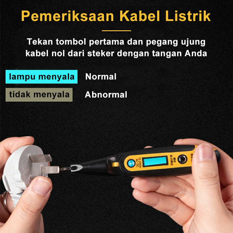 Deli Tespen Listrik Tespen DC Tespen Digital Obeng Tespen 12-250V AC DC 6V-24V 14cm Dilengkapi Jepit Buaya Alat Perkakas Voltage Tester