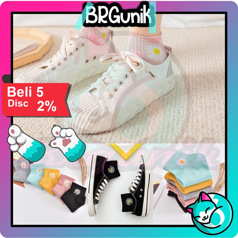 BRGUNIK Kaos Kaki Motif Bunga Aster Cute Kaos Kaki Girl Import R456