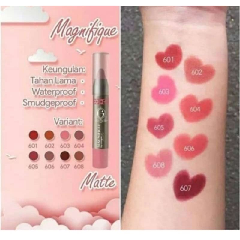 Madam Gie Magnifique Matte Lip Crayon 1 box  ( isi 8 pcs)