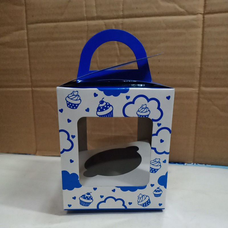Box Cupcake Motif Cupcake Biru isi Satu 10 pcs