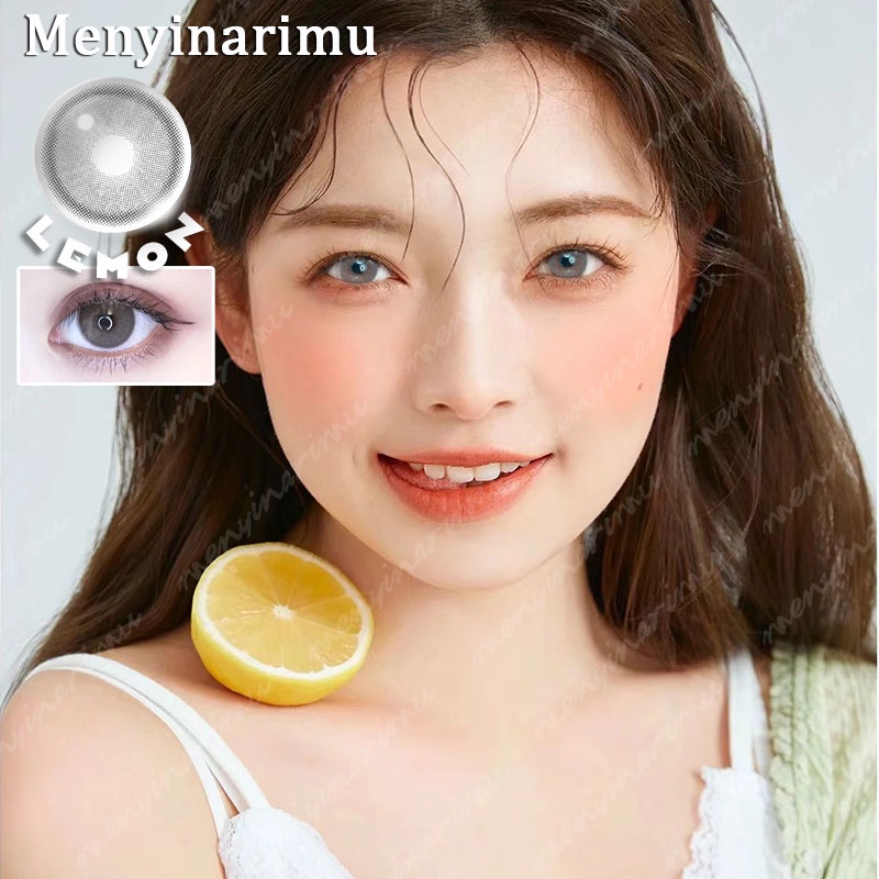 【COD】2022NEW LEMON SOFTLENS  Gray Soft Colored Contact lens lady Yearly Use Ensa Mata Soflen Mata Brightsoftlens Soflens Mata Kore Normal Softlens