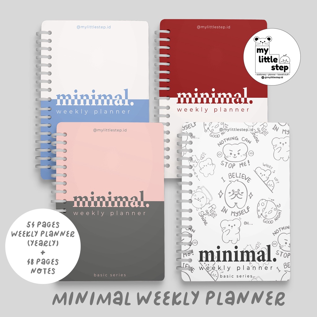 

My Little Step Minimal Weekly Planner - Undated Notebook / Journal / Agenda (MLS 2023 Planner) A5