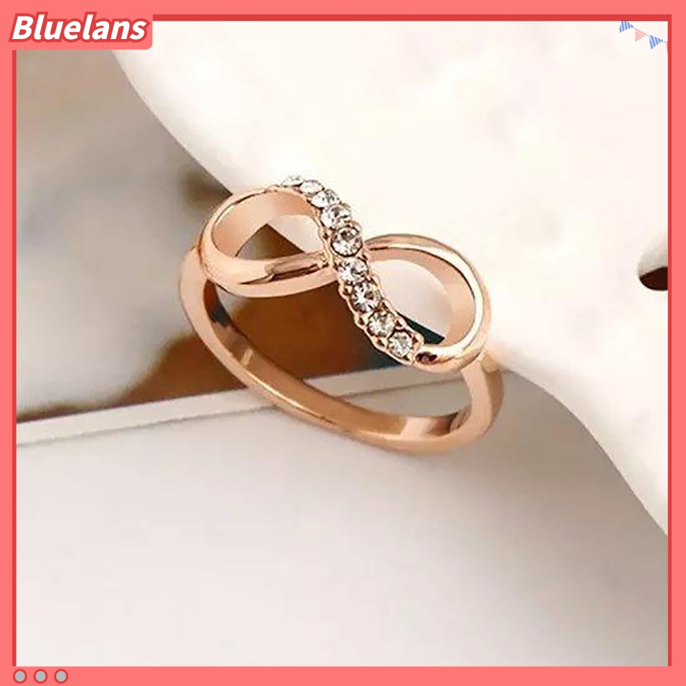 Cincin Desain Infinity 8 Aksen Zircon Untuk Wanita
