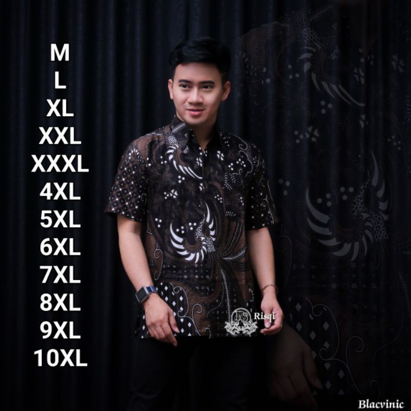 Kemeja batik pria lengan pendek black series big size M L XL XXL XXXL 4XL 5XL 6XL 7XL 8XL 9XL 10XL seragam