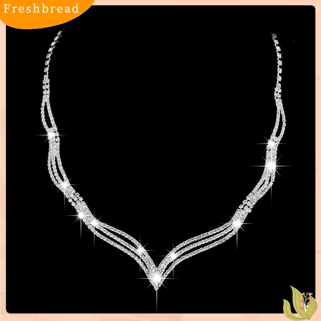 2pcs / Set Kalung Choker Anting Berlian Imitasi Bentuk Geometris Untuk Aksesoris Perhiasan