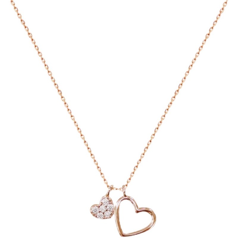 Mhang Kalung Rantai Sterling Silver 925 Liontin Hati Hias Zircon Untuk Wanita
