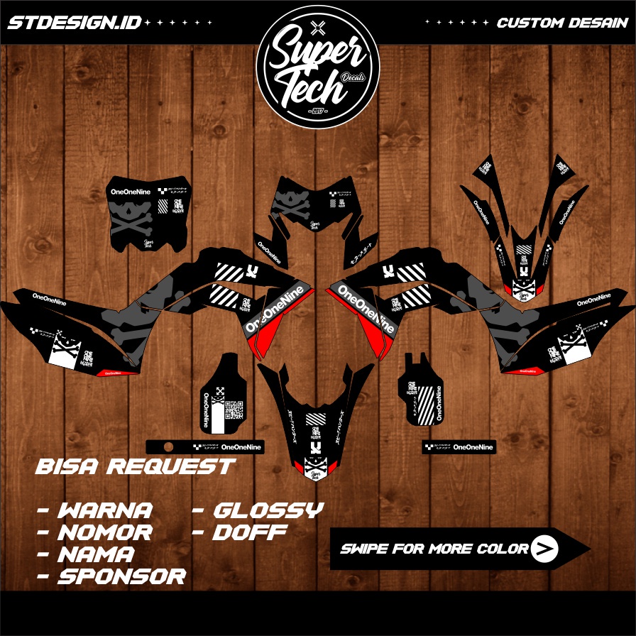 (PREMIUM) DECAL STICKER CRF 150L tema KSR  Oneonenine  design