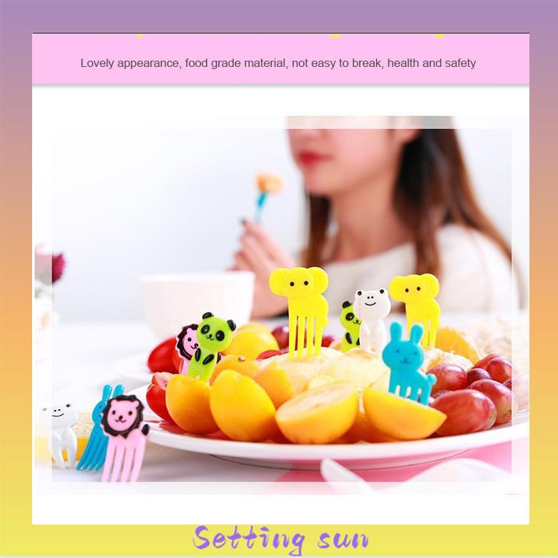 10pcs Animal Fruit Fork Mini Cartoon Children Snack Cake Dessert Food Fruit Pick Toothpick Lunches Decor TN