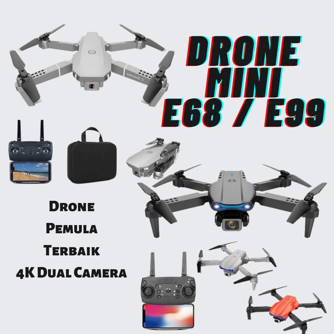 [ Promo ] Drone E68 Mini Rc Drone 4K Hd Camera Wifi Fpv Quadcopter Vs Dji Mavic - Drone Kamera Dan A