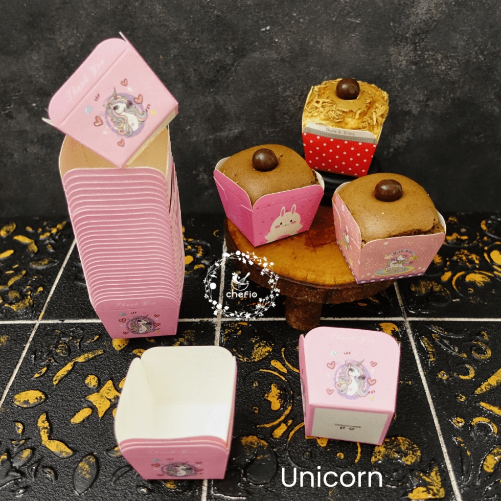 Paper Cupcake Case Kotak Kue Muffin Hokkaido Lava Cake Roti Bluder