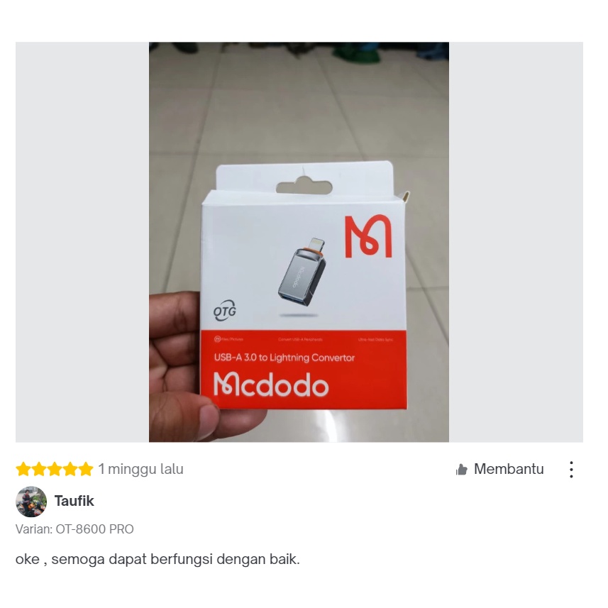 MCDODO OT-8600 Otg Adapter Usb A 3.0 To Lightning Data Iphone