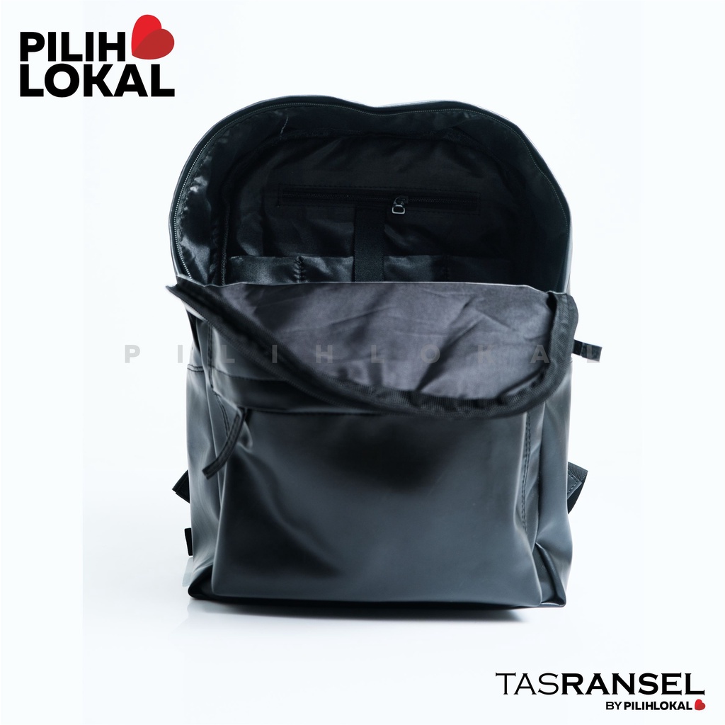 Pilihlokal - Terlaris Tas Punggung Kerja Bahan Semi Kulit Daily Toxi Backpack Traveling Waterproof Pria &amp; Wanita Unisex Ransel Laptop Jumbo Kuliah Polos Hitam Water Resistant Cowok Keren Kantong Rangsel Gendong Cowo Sekolah SMA Daypack Terbaru Murah 2022