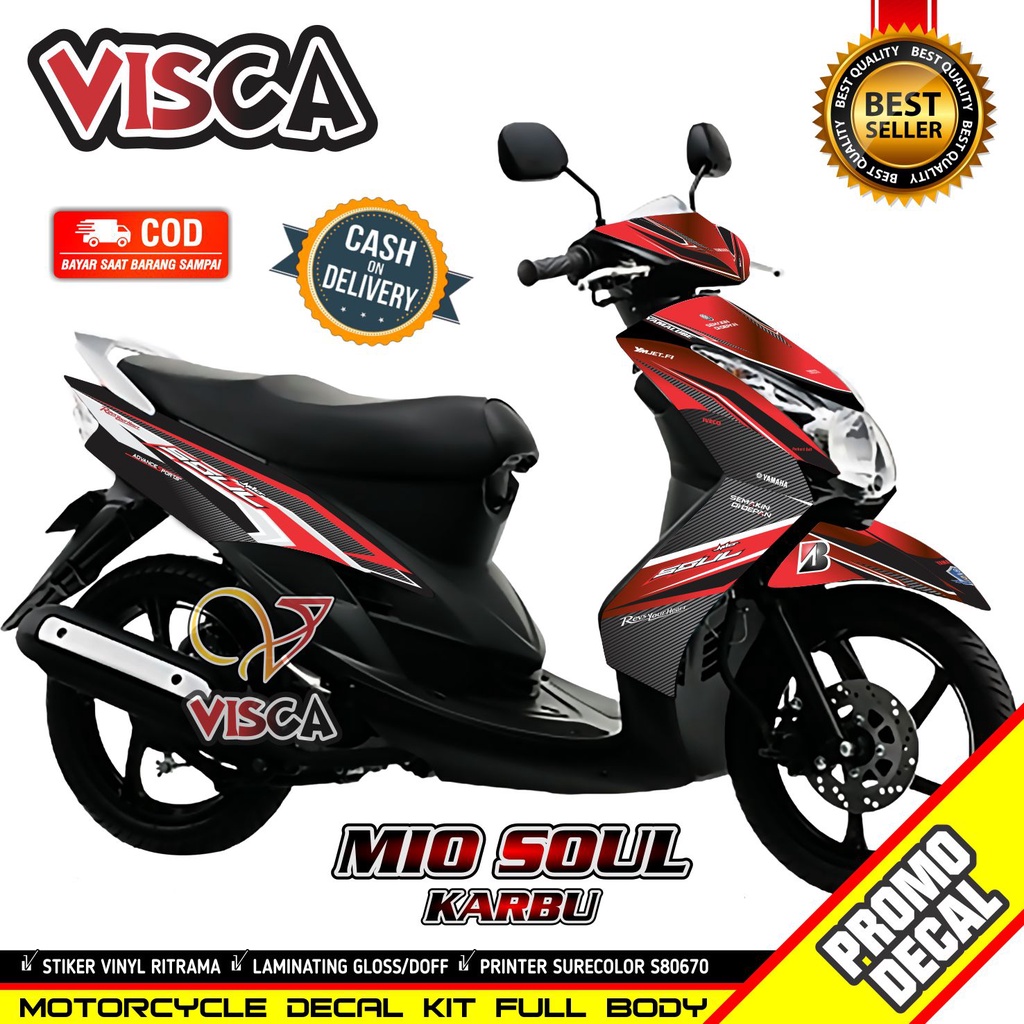 Decal Mio Soul Karbu Full Body Stiker Mio Soul Karbu Variasi Keren Striping Mio Soul Karbu Variasi D
